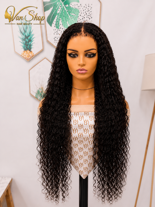 Perruque Water Wave Glueless 7x5 HD Lace 4C Hairline Cheveux Humains Brésiliens Vierges 100% Naturels Densité 180% Noir Naturel 1B Prête à Porter Sans Colle Pré-Pluckée Bonnet Ajustable Qualité Premium
