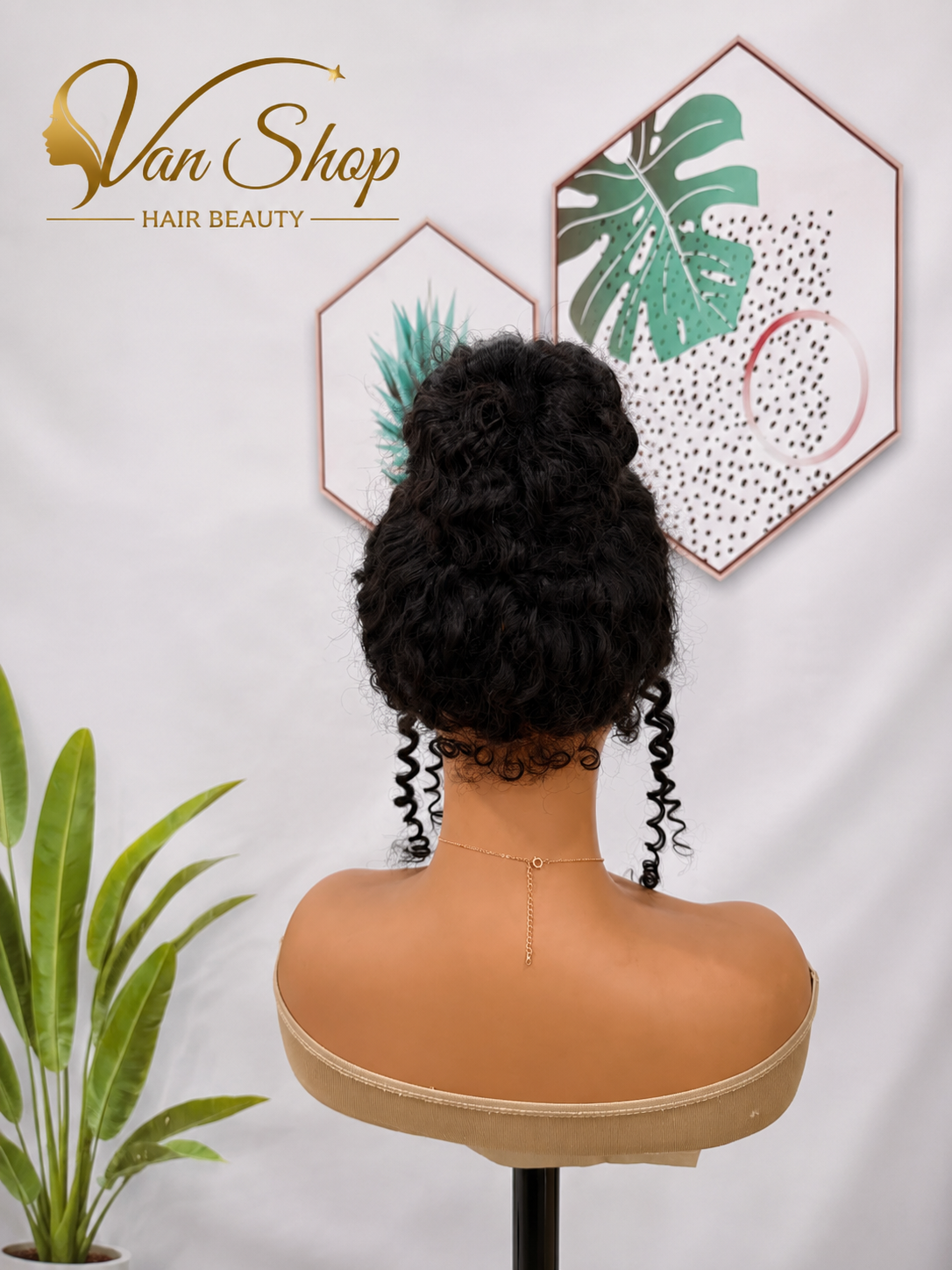 Perruque kinky curly 360 Lace Sans Colle Prête à Porter – Chignon Bouclé Naturel en Cheveux Humains