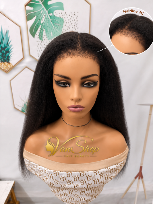 7x5 Perruque Kinky Straight HD Lace – 100 % Cheveux Humains