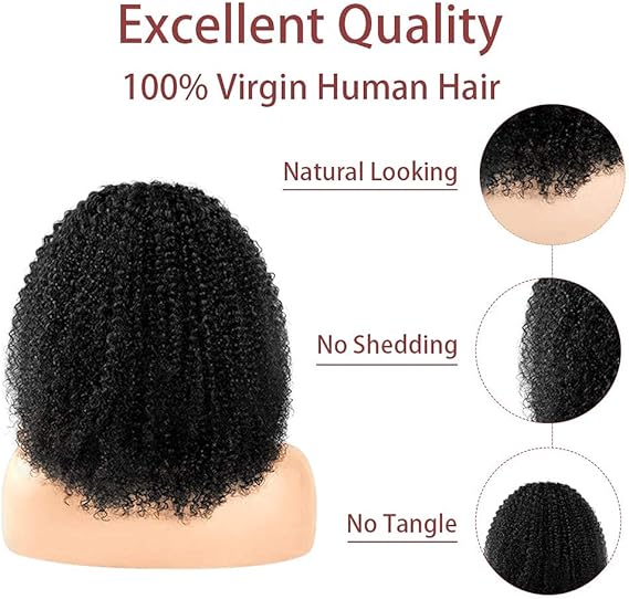 Perruque Bandeau Cheveux Humain Afro Kinky Perruque Femme Naturelle Brésilien 180% Densité Perruque Bouclée Non Lace Curly Headband Wig