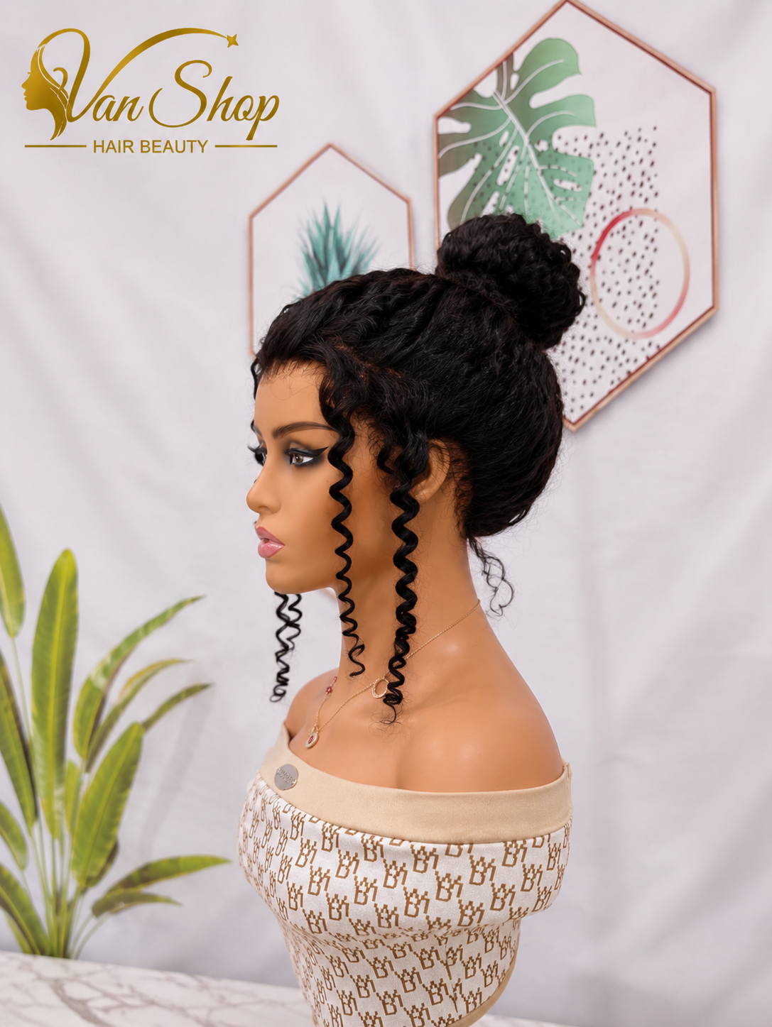 Perruque kinky curly 360 Lace Sans Colle Prête à Porter – Chignon Bouclé Naturel en Cheveux Humains