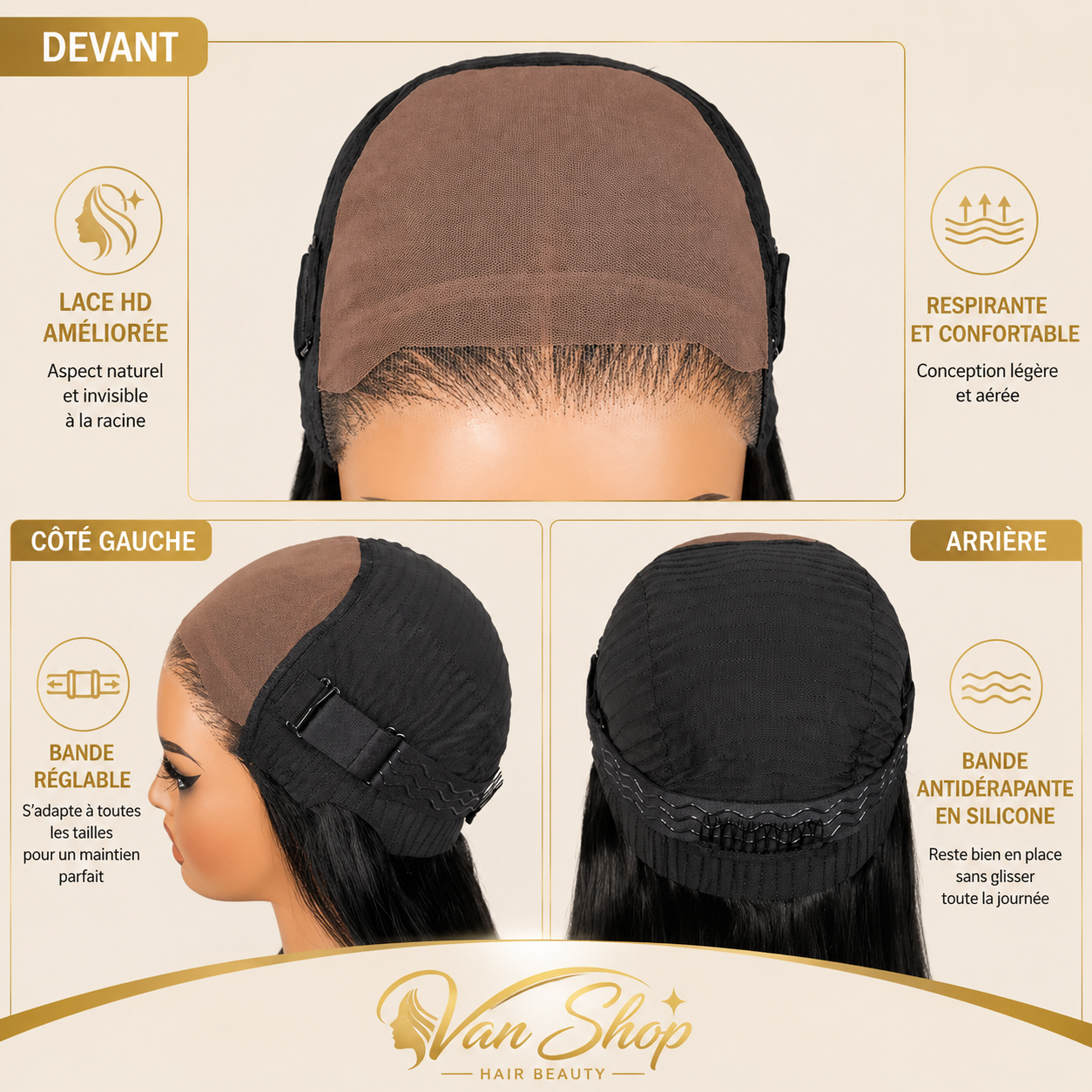 Perruque Kinky Straight Glueless Prête à Porter HD Lace 100% Cheveux Humains Brésiliens Vierges 180% Densité Noir Naturel Sans Colle Bonnet Ajustable Effet Cuir Chevelu Naturel Qualité Premium Van Shop Hair Beauty 👑✨