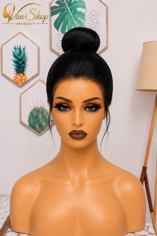 Perruque 360 Lace Sans Colle Chignon – 100 % Cheveux Humains