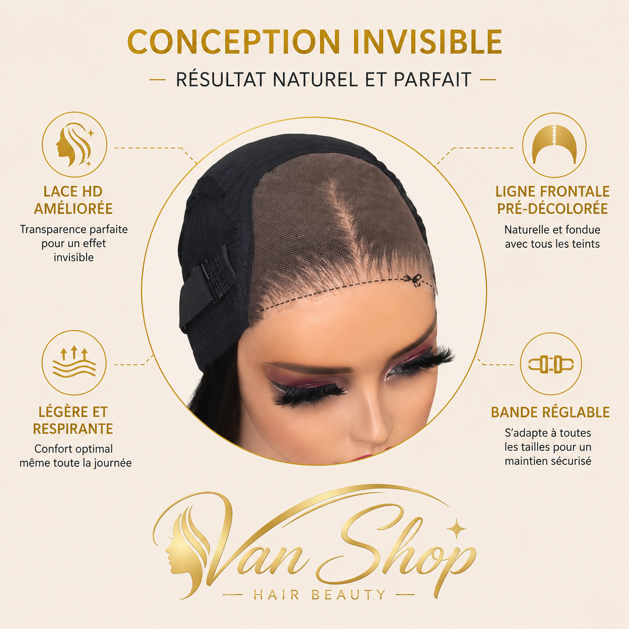 Perruque Kinky Straight Glueless Prête à Porter HD Lace 100% Cheveux Humains Brésiliens Vierges 180% Densité Noir Naturel Sans Colle Bonnet Ajustable Effet Cuir Chevelu Naturel Qualité Premium Van Shop Hair Beauty 👑✨