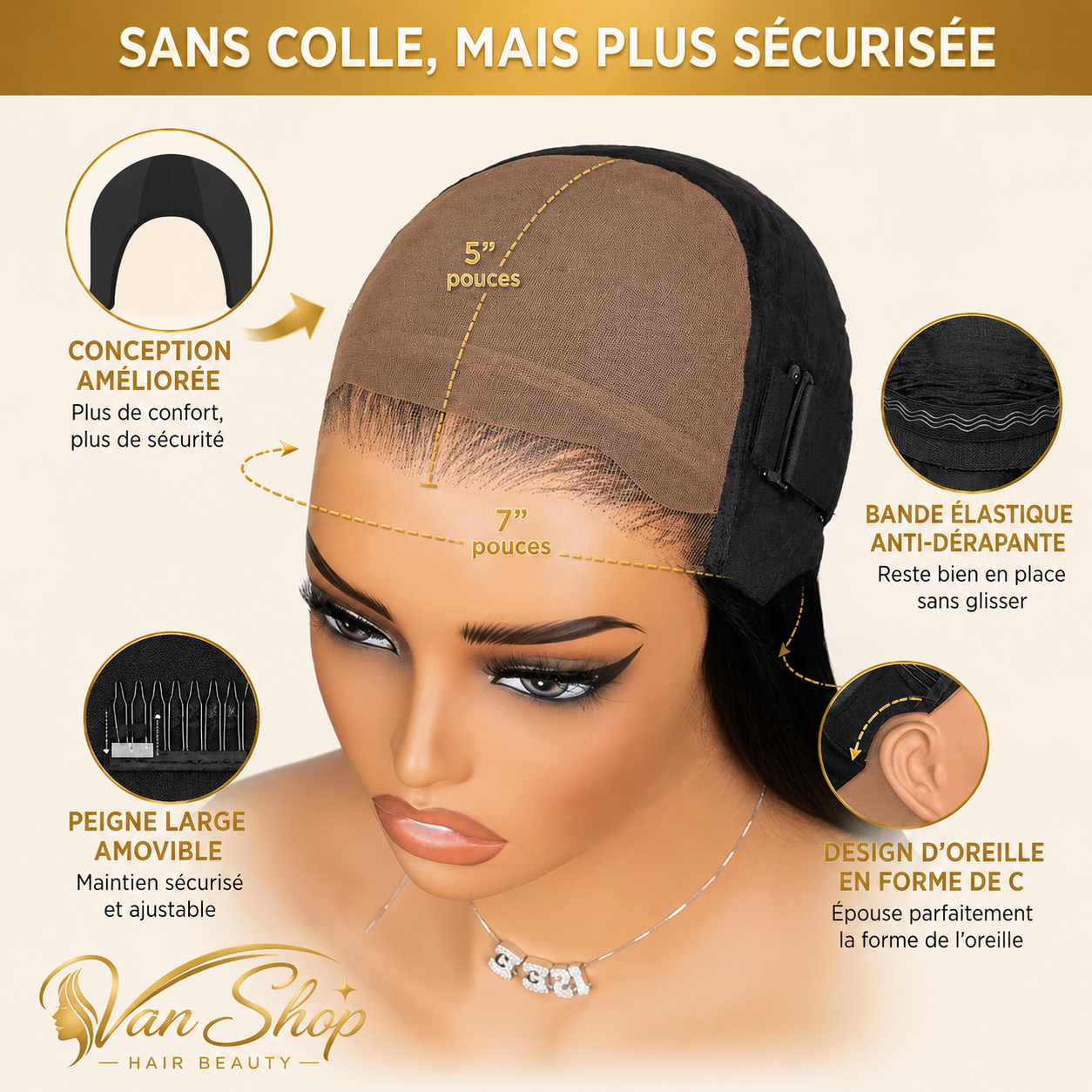 Perruque Kinky Straight Glueless Prête à Porter HD Lace 100% Cheveux Humains Brésiliens Vierges 180% Densité Noir Naturel Sans Colle Bonnet Ajustable Effet Cuir Chevelu Naturel Qualité Premium Van Shop Hair Beauty 👑✨