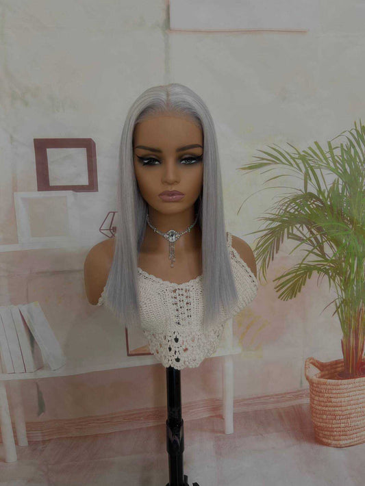 Perruques pour femmes 4x6 Perruques de cheveux humains brésilienne droite grise Lace Front Wig pré-plumée gris argent Remy Hair Wigs Transparent Lace Hair Wigs