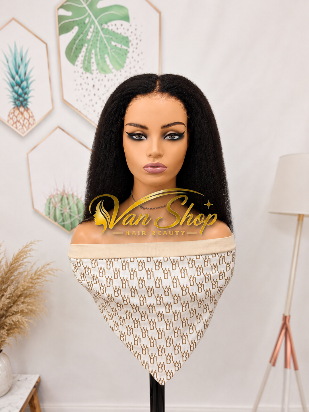 Perruque Kinky Straight Glueless Prête à Porter HD Lace 100% Cheveux Humains Brésiliens Vierges 180% Densité Noir Naturel Sans Colle Bonnet Ajustable Effet Cuir Chevelu Naturel Qualité Premium Van Shop Hair Beauty 👑✨