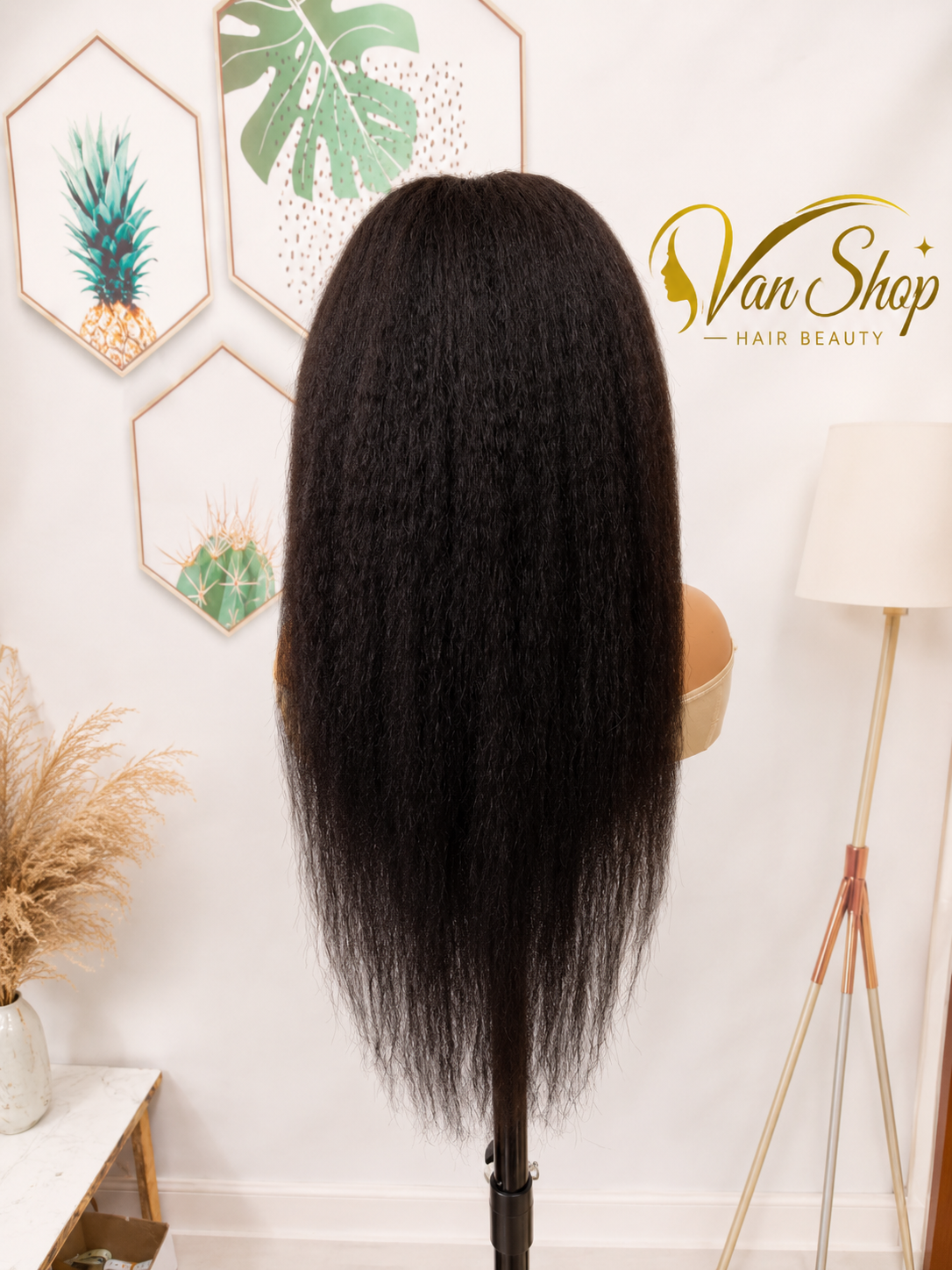 Perruque Kinky Straight Glueless Prête à Porter HD Lace 100% Cheveux Humains Brésiliens Vierges 180% Densité Noir Naturel Sans Colle Bonnet Ajustable Effet Cuir Chevelu Naturel Qualité Premium Van Shop Hair Beauty 👑✨