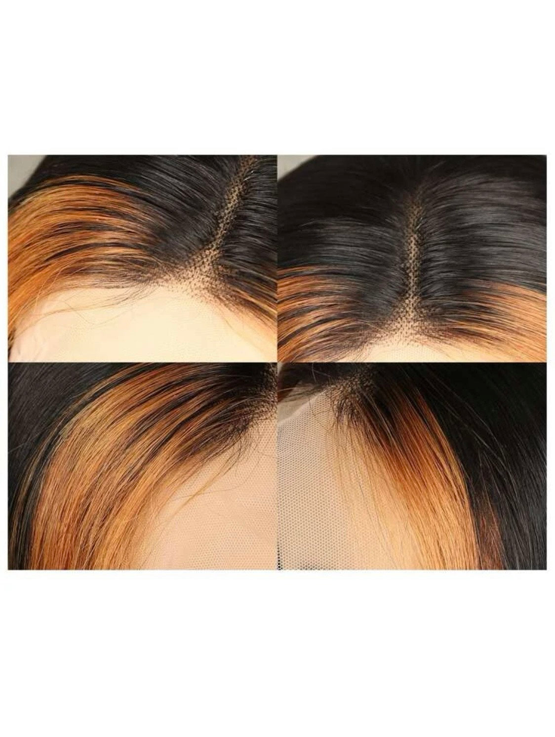 4 x4 Lace frontal, Perruque droite noire coloré or devant