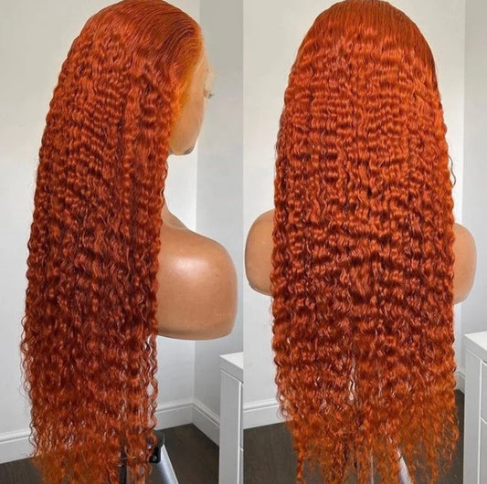 13x4 perruque Deep wave  Orange sans colle