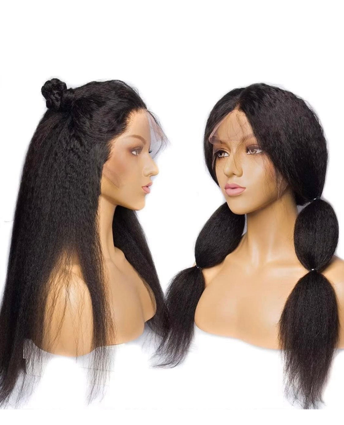 13x 4 Lace frontale Wig, Perruque Bresilienne Kinky Straight, Perruque Yaki cheveux humain